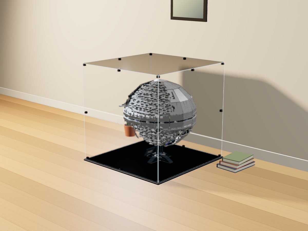 LEGO® Star Wars: Death Star II (10143) ile Uyumlu Sergileme Vitrini — evde, set içindeyken; set modeli Jude Parrill (LDraw OMR, CC BY 2.0), temsili görselleştirme, set dahil değildir