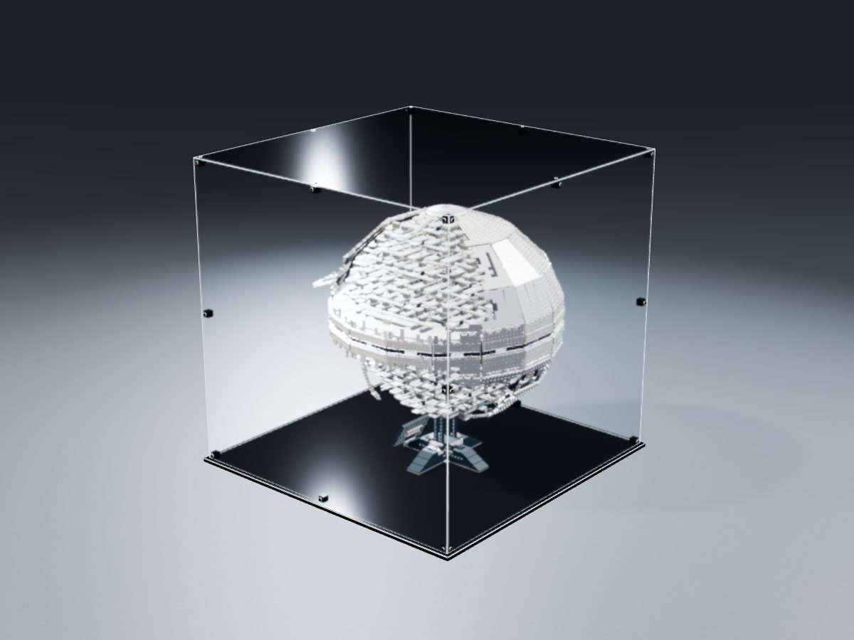 LEGO® Star Wars: Death Star II (10143) ile Uyumlu Sergileme Vitrini — stüdyoda, set içindeyken; set modeli Jude Parrill (LDraw OMR, CC BY 2.0), temsili görselleştirme, set dahil değildir