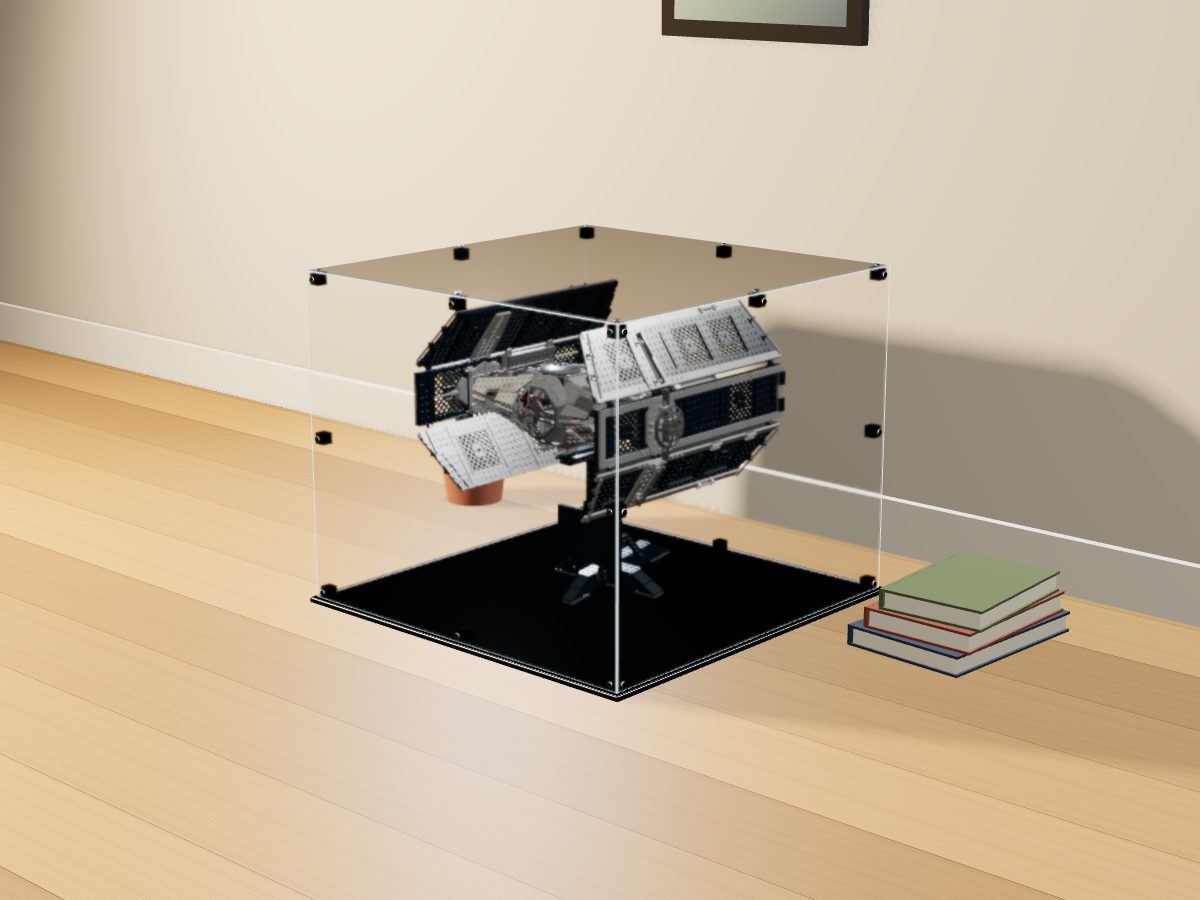 LEGO® Star Wars: Vader's TIE Advanced (10175) ile Uyumlu Sergileme Vitrini — evde, set içindeyken; set modeli Roland Dahl (LDraw OMR, CC BY 2.0), temsili görselleştirme, set dahil değildir