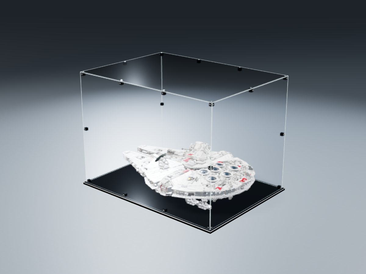 LEGO® Star Wars: Millennium Falcon (10179) ile Uyumlu Sergileme Vitrini — stüdyoda, set içindeyken; set modeli Roland Dahl (LDraw OMR, CC BY 2.0), temsili görselleştirme, set dahil değildir