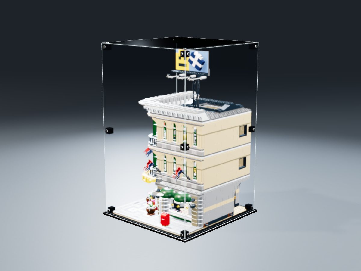 LEGO® Icons: Grand Emporium (10211) ile Uyumlu Sergileme Vitrini — stüdyoda, set içindeyken; set modeli Orion Pobursky [OrionP] (LDraw forumu, OMR gönderimi, CC BY 2.0), temsili görselleştirme, set dahil değildir