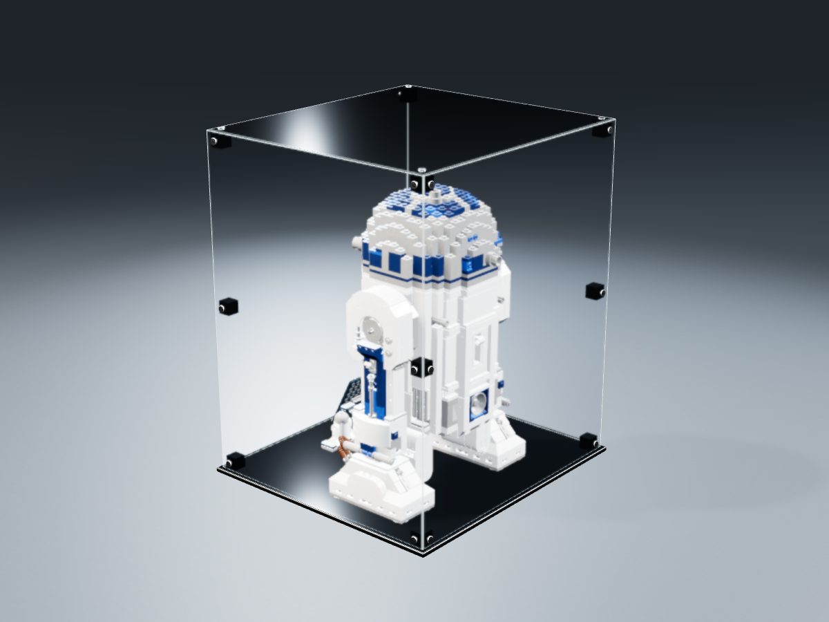 LEGO® Star Wars: R2-D2 (10225) ile Uyumlu Sergileme Vitrini — stüdyoda, set içindeyken; set modeli Marc Giraudet [Mad_Marc] (LDraw forumu, OMR gönderimi, CC BY 2.0), temsili görselleştirme, set dahil değildir