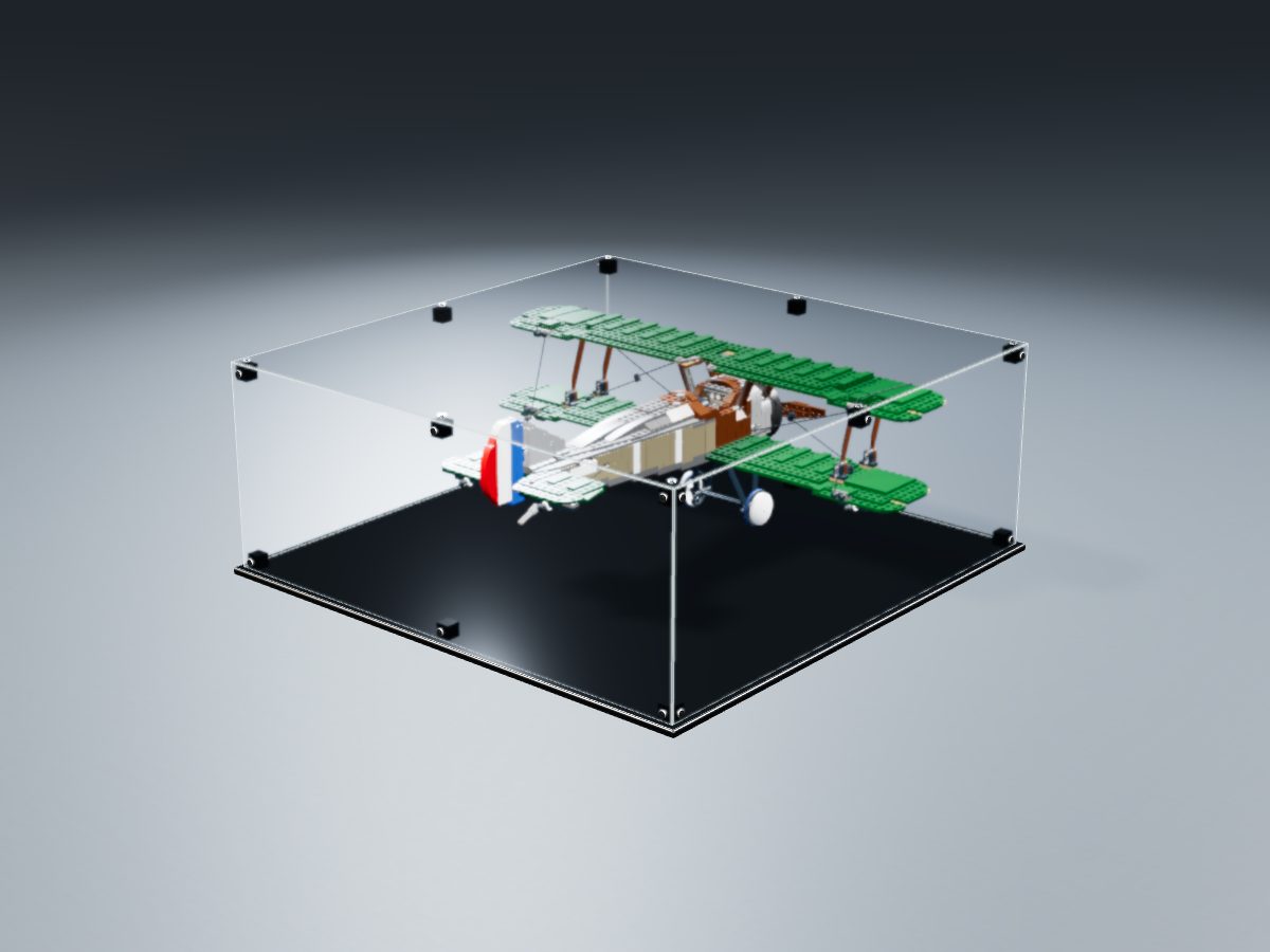 LEGO® Icons: Sopwith Camel (10226) ile Uyumlu Sergileme Vitrini — stüdyoda, set içindeyken; set modeli Orion Pobursky (LDraw OMR, CC BY 2.0), temsili görselleştirme, set dahil değildir