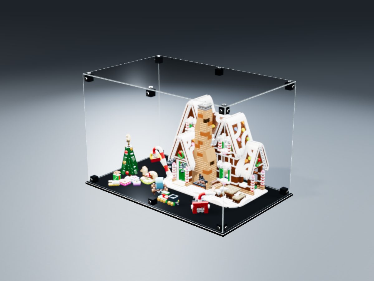 LEGO® Creator: Gingerbread House (10267) ile Uyumlu Sergileme Vitrini — stüdyoda, set içindeyken; set modeli Orion Pobursky (LDraw OMR, CC BY 2.0), temsili görselleştirme, set dahil değildir