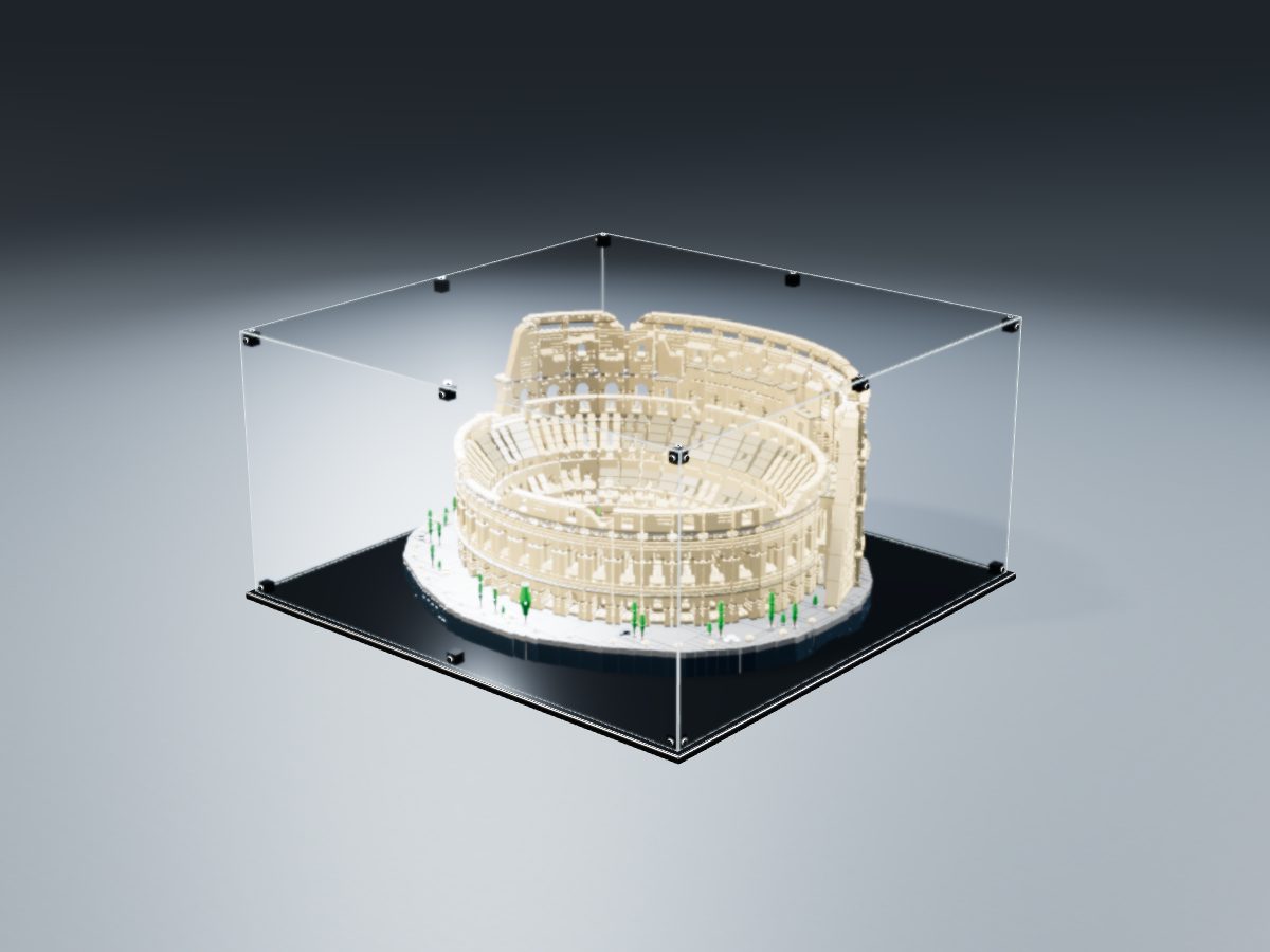 LEGO® Icons: Colosseum (10276) ile Uyumlu Sergileme Vitrini — stüdyoda, set içindeyken; set modeli Orion Pobursky (LDraw OMR, CC BY 2.0), temsili görselleştirme, set dahil değildir