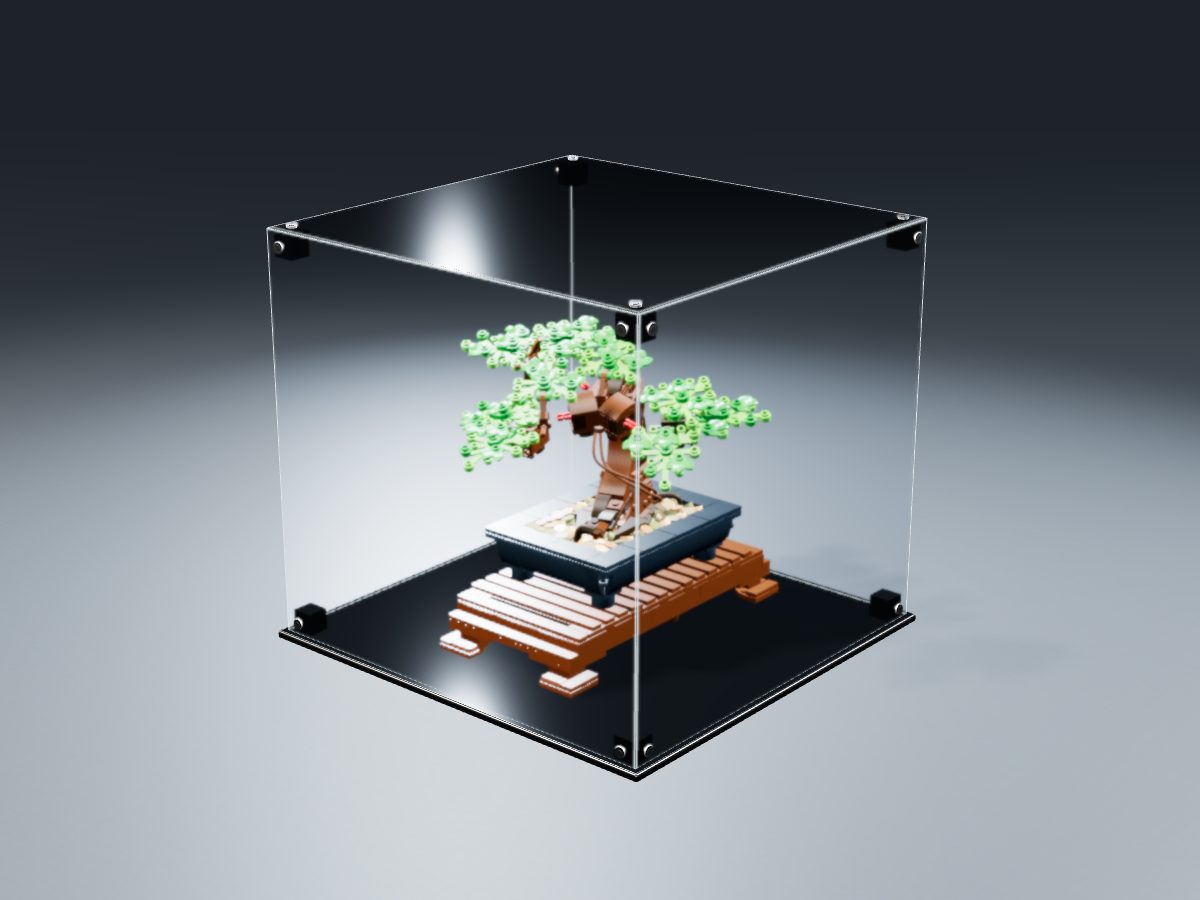 LEGO® Botanicals: Bonsai Tree (10281) ile Uyumlu Sergileme Vitrini — stüdyoda, set içindeyken; set modeli Orion Pobursky (LDraw OMR, CC BY 2.0), temsili görselleştirme, set dahil değildir