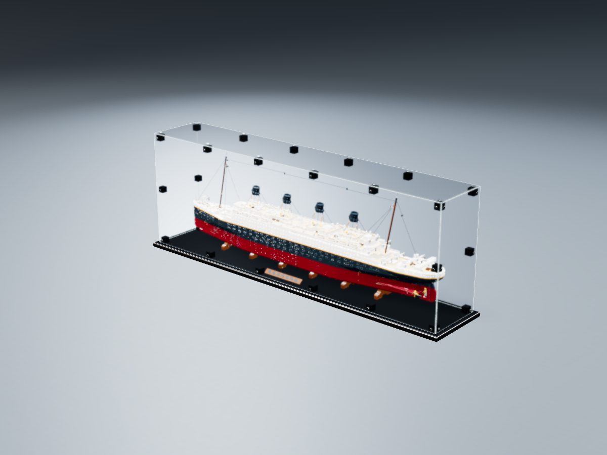 LEGO® Icons: Titanic (10294) ile Uyumlu Sergileme Vitrini — stüdyoda, set içindeyken; set modeli Jens Brühl (LDraw OMR, CC BY 2.0), temsili görselleştirme, set dahil değildir