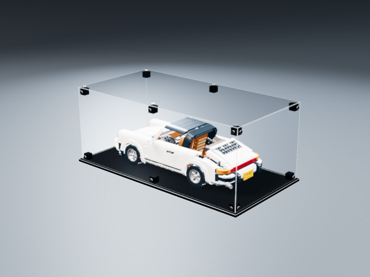 LEGO® Icons: Porsche 911 Turbo & 911 Targa (10295) ile Uyumlu Sergileme Vitrini — stüdyoda, set içindeyken; set modeli Ulrich Röder {UR} (LDraw OMR, CC BY 2.0), temsili görselleştirme, set dahil değildir