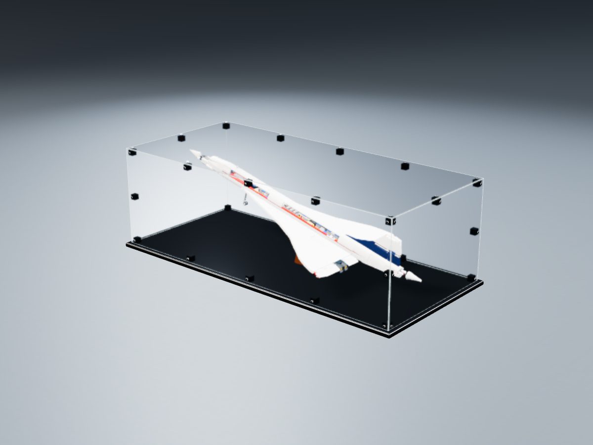 LEGO® Icons: Concorde (10318) ile Uyumlu Sergileme Vitrini — stüdyoda, set içindeyken; set modeli Florent Faramond [Makou] (LDraw forumu, OMR gönderimi, CC BY 2.0), temsili görselleştirme, set dahil değildir