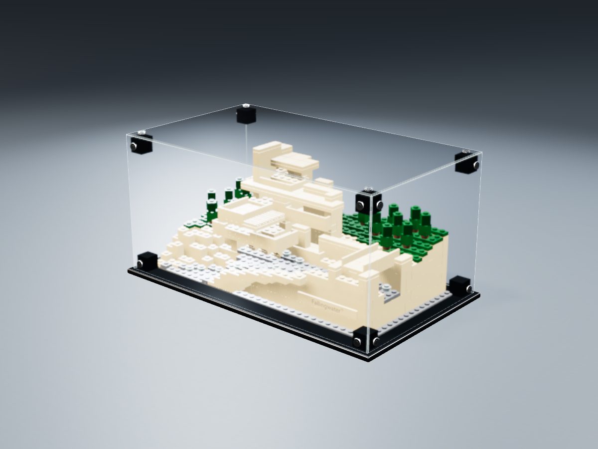 LEGO® Architecture: Fallingwater (21005) ile Uyumlu Sergileme Vitrini — stüdyoda, set içindeyken; set modeli Orion Pobursky (LDraw OMR, CC BY 2.0), temsili görselleştirme, set dahil değildir
