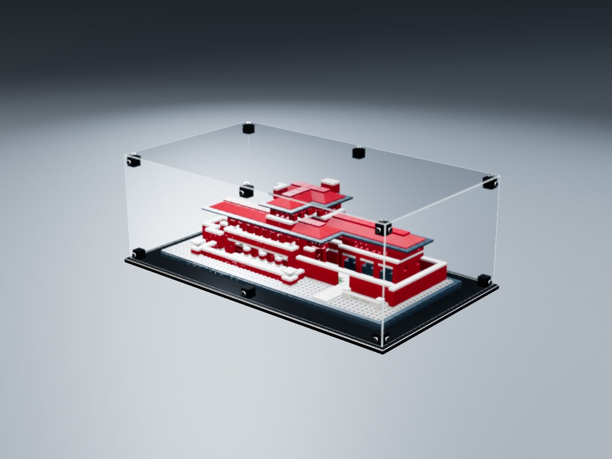 LEGO® Architecture: Robie House (21010) ile Uyumlu Sergileme Vitrini — stüdyoda, set içindeyken; set modeli Merlijn Wissink (LDraw OMR, CC BY 2.0), temsili görselleştirme, set dahil değildir