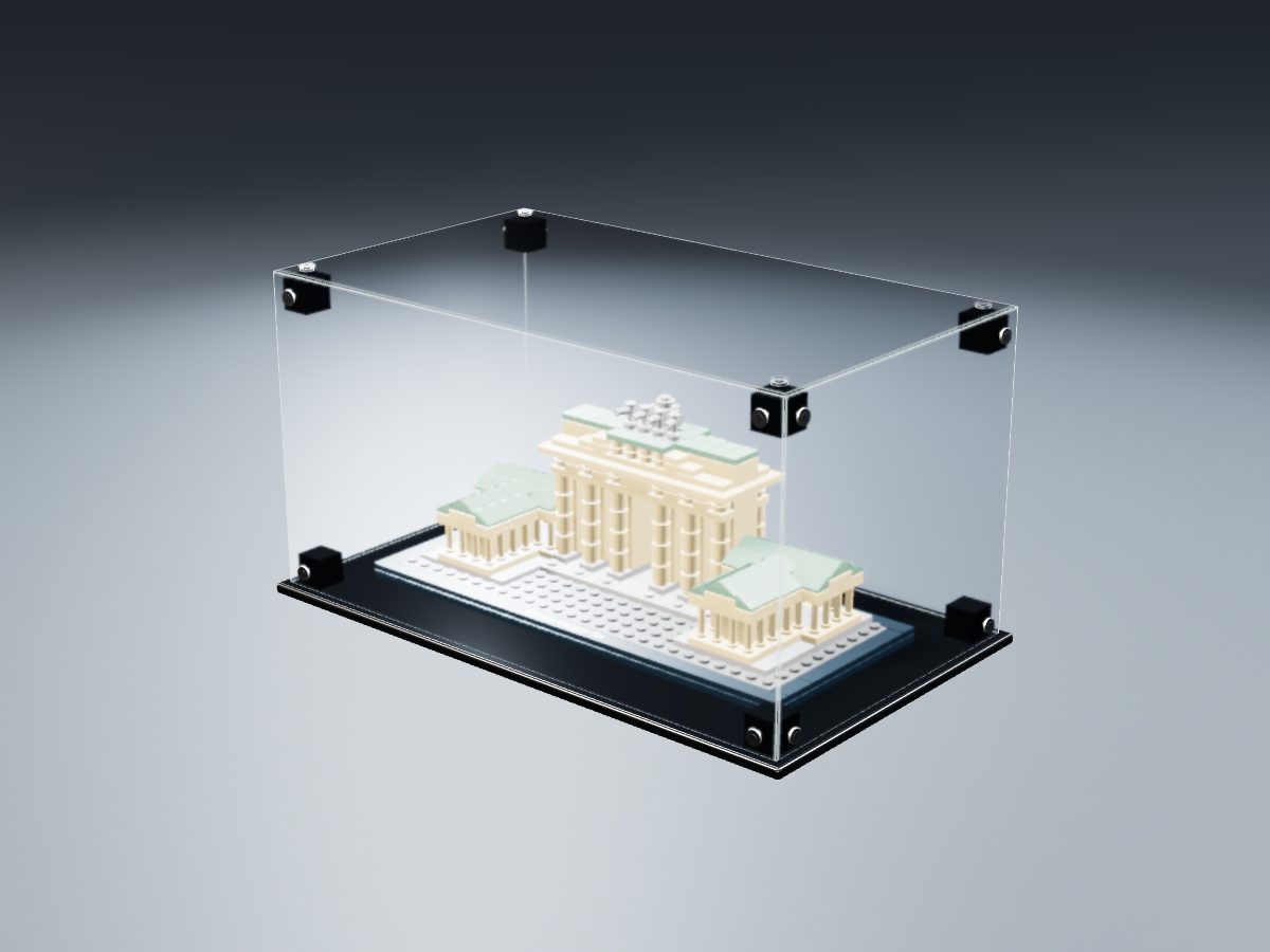 LEGO® Architecture: Brandenburg Gate (21011) ile Uyumlu Sergileme Vitrini — stüdyoda, set içindeyken; set modeli Orion Pobursky (LDraw OMR, CC BY 2.0), temsili görselleştirme, set dahil değildir