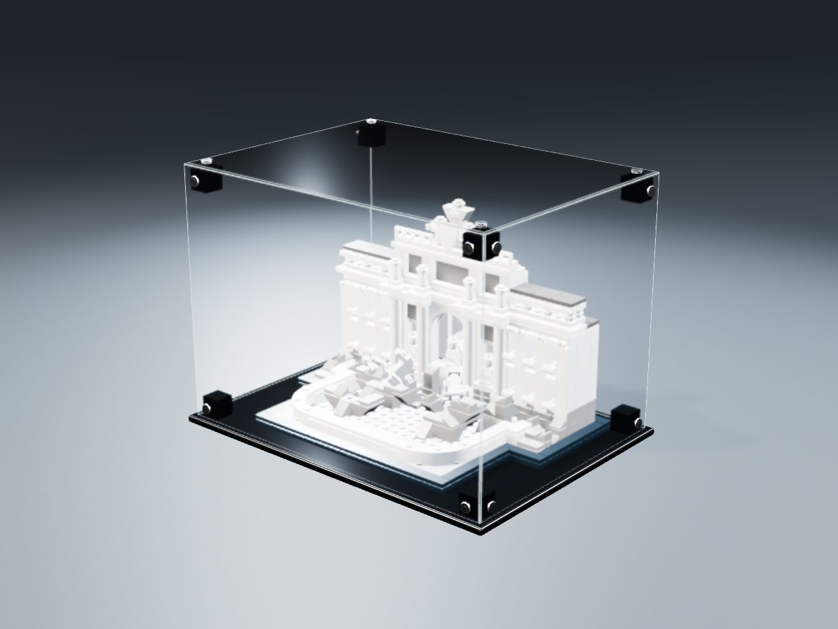 LEGO® Architecture: Trevi Fountain (21020) ile Uyumlu Sergileme Vitrini — stüdyoda, set içindeyken; set modeli Damien Roux (LDraw OMR, CC BY 2.0), temsili görselleştirme, set dahil değildir