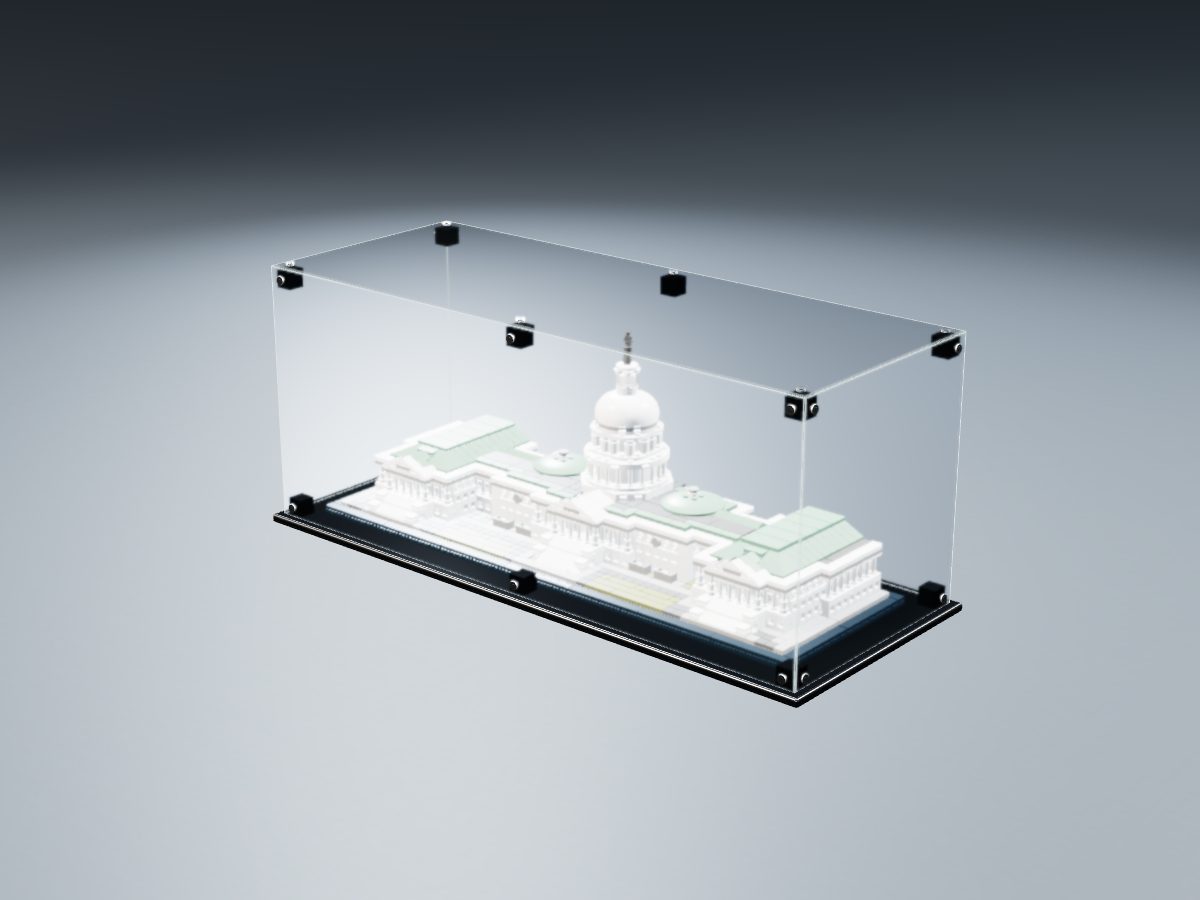 LEGO® Architecture: United States Capitol Building (21030) ile Uyumlu Sergileme Vitrini — stüdyoda, set içindeyken; set modeli Damien Roux (LDraw OMR, CC BY 2.0), temsili görselleştirme, set dahil değildir