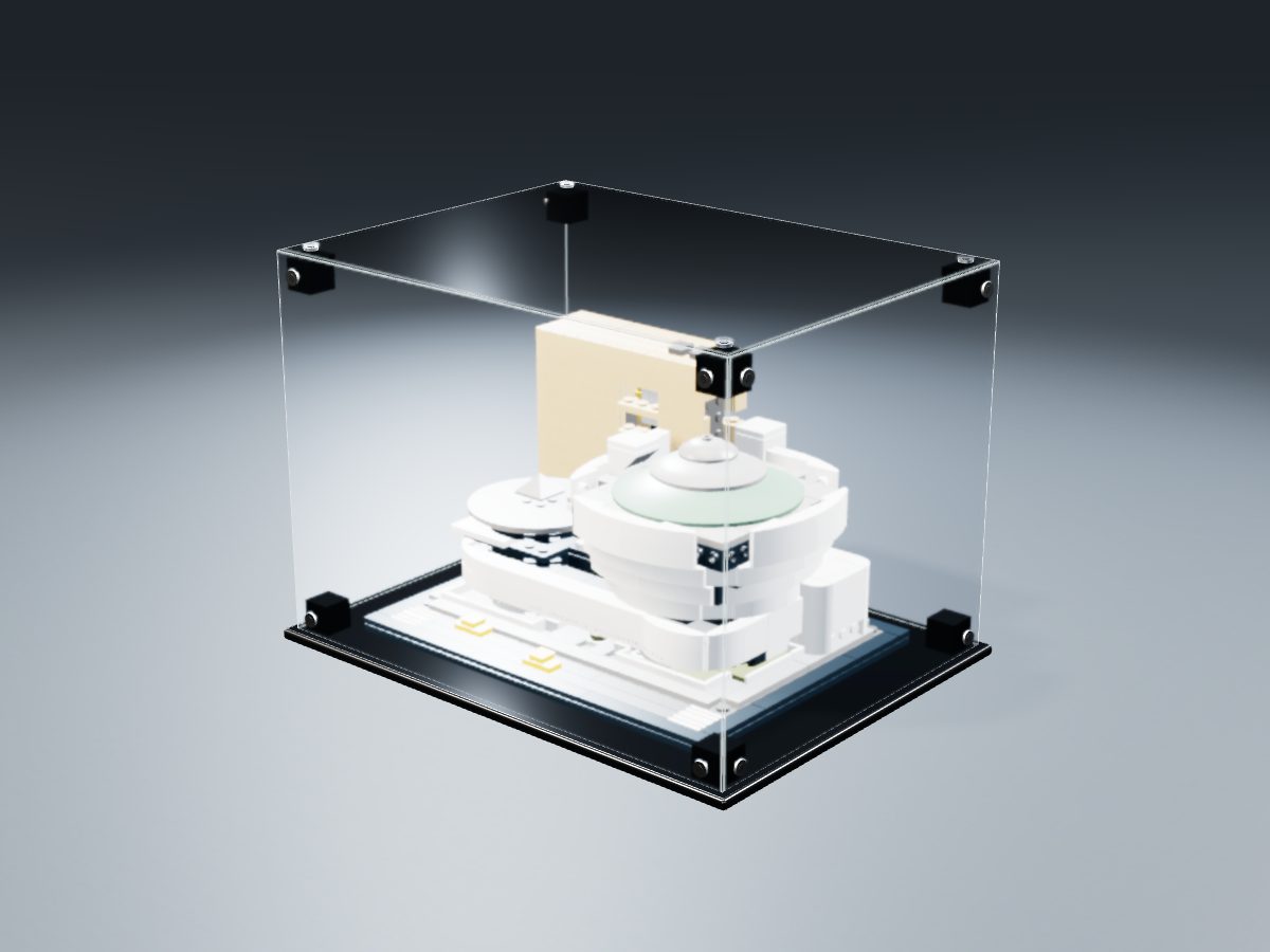 LEGO® Architecture: Solomon R. Guggenheim Museum (21035) ile Uyumlu Sergileme Vitrini — stüdyoda, set içindeyken; set modeli Philippe Hurbain (LDraw OMR, CC BY 2.0), temsili görselleştirme, set dahil değildir