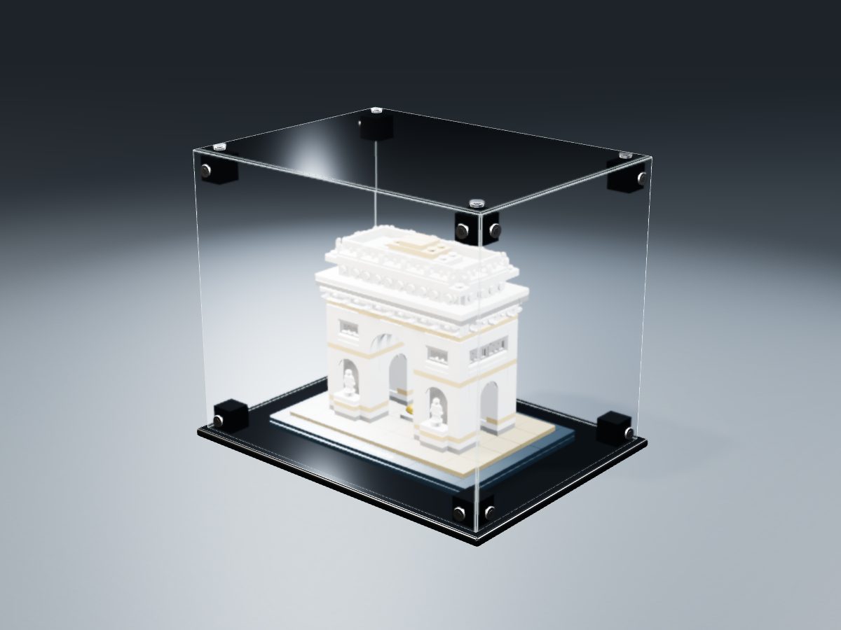 LEGO® Architecture: Arc de Triomphe (21036) ile Uyumlu Sergileme Vitrini — stüdyoda, set içindeyken; set modeli Orion Pobursky (LDraw OMR, CC BY 2.0), temsili görselleştirme, set dahil değildir