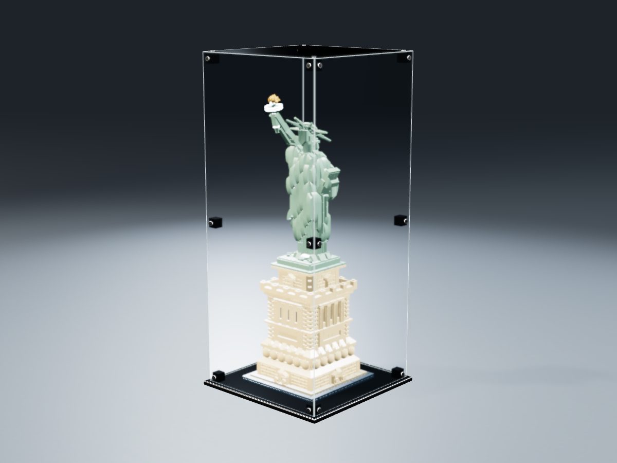 LEGO® Architecture: Statue of Liberty (21042) ile Uyumlu Sergileme Vitrini — stüdyoda, set içindeyken; set modeli Orion Pobursky (LDraw OMR, CC BY 2.0), temsili görselleştirme, set dahil değildir