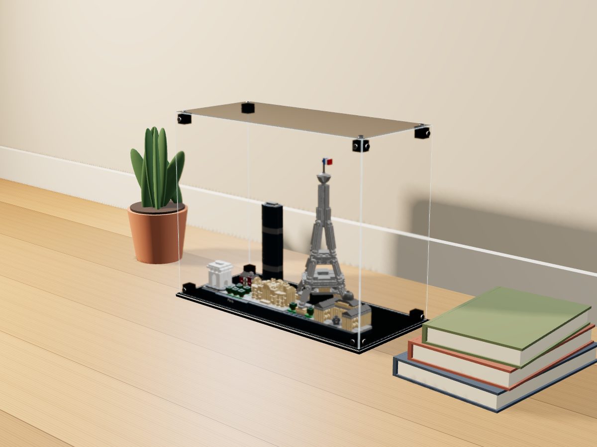 LEGO® Architecture: Paris (21044) ile Uyumlu Sergileme Vitrini — evde, set içindeyken; set modeli N. W. Perry [Plastikean] (LDraw forumu, OMR gönderimi, CC BY 2.0), temsili görselleştirme, set dahil değildir
