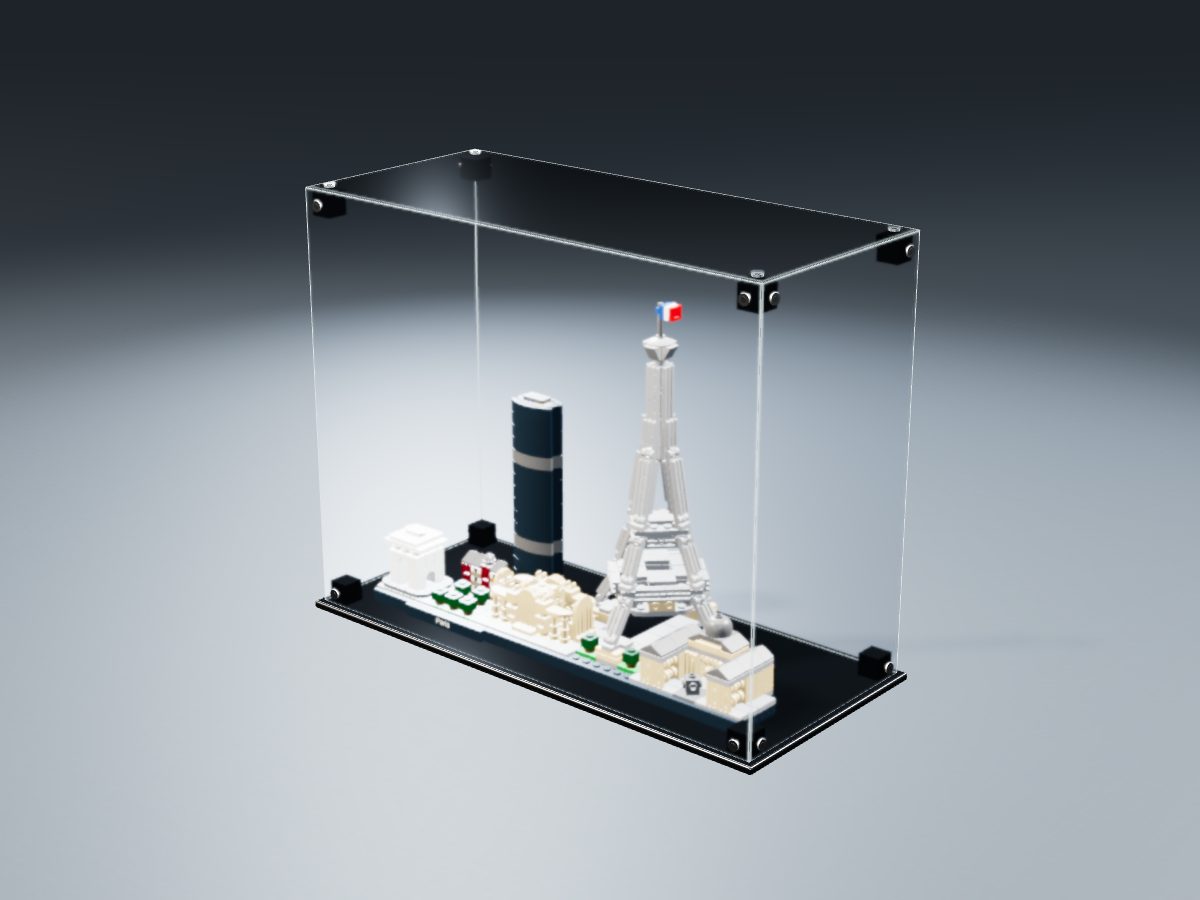 LEGO® Architecture: Paris (21044) ile Uyumlu Sergileme Vitrini — stüdyoda, set içindeyken; set modeli N. W. Perry [Plastikean] (LDraw forumu, OMR gönderimi, CC BY 2.0), temsili görselleştirme, set dahil değildir