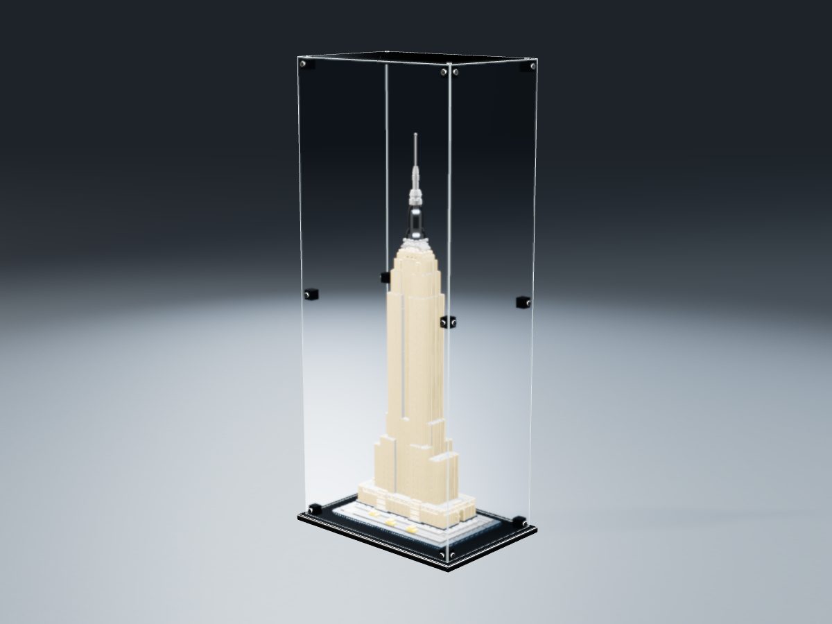 LEGO® Architecture: Empire State Building (21046) ile Uyumlu Sergileme Vitrini — stüdyoda, set içindeyken; set modeli Orion Pobursky (LDraw OMR, CC BY 2.0), temsili görselleştirme, set dahil değildir