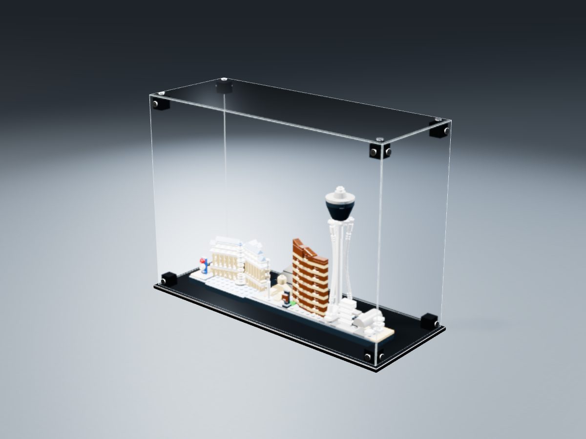 LEGO® Architecture: Las Vegas (21047) ile Uyumlu Sergileme Vitrini — stüdyoda, set içindeyken; set modeli Orion Pobursky (LDraw OMR, CC BY 2.0), temsili görselleştirme, set dahil değildir