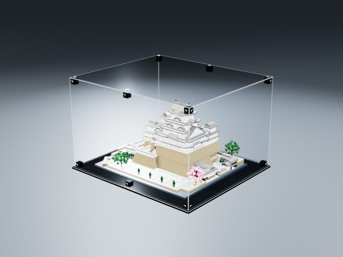 LEGO® Architecture: Himeji Castle (21060) ile Uyumlu Sergileme Vitrini — stüdyoda, set içindeyken; set modeli Marc Giraudet [Mad_Marc] (LDraw forumu, OMR gönderimi, CC BY 2.0), temsili görselleştirme, set dahil değildir