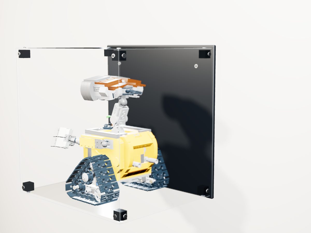 LEGO® Ideas: WALL•E [Original Version] (21303) ile Uyumlu Sergileme Vitrini — stüdyoda, set içindeyken; set modeli Christophe Mitillo (LDraw OMR, CC BY 2.0), temsili görselleştirme, set dahil değildir