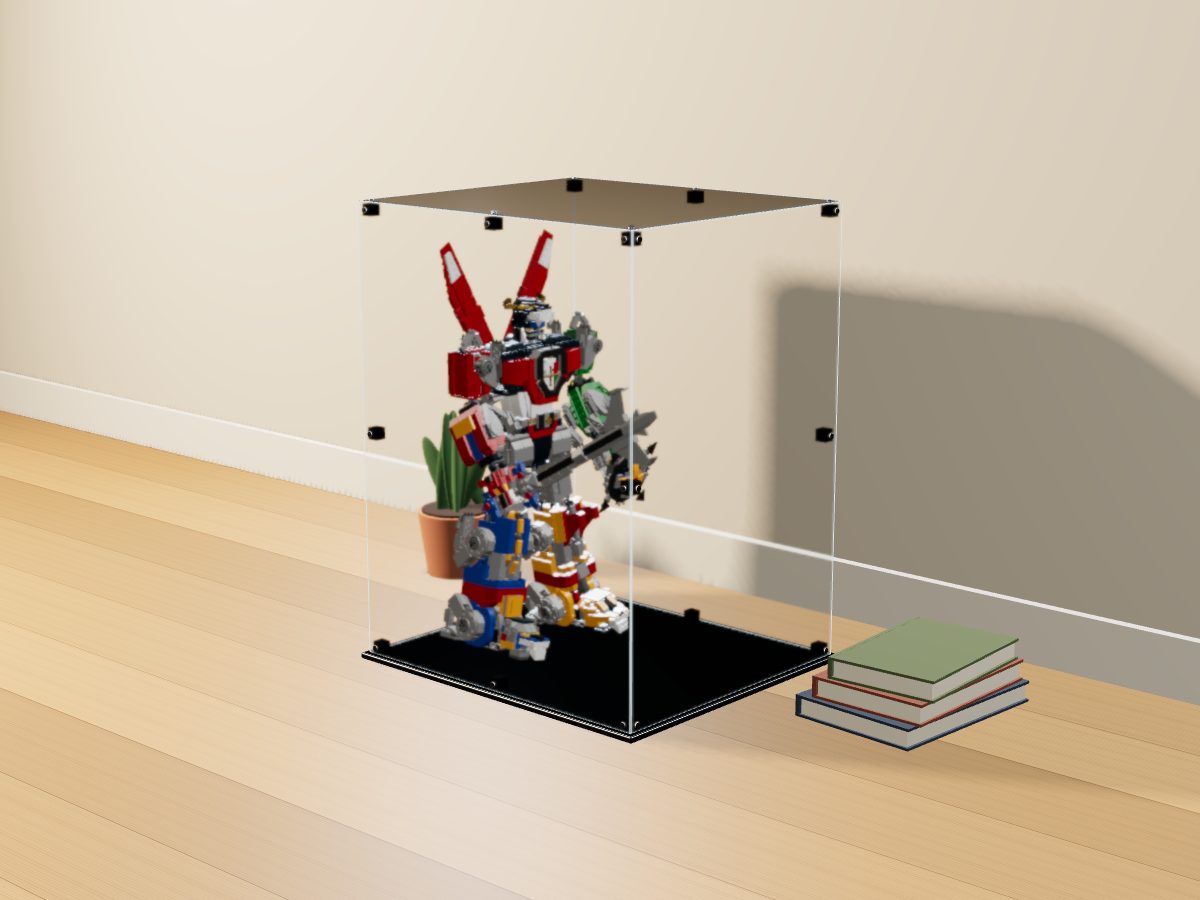 LEGO® Ideas: Voltron (21311) ile Uyumlu Sergileme Vitrini — evde, set içindeyken; set modeli Orion Pobursky (LDraw OMR, CC BY 2.0), temsili görselleştirme, set dahil değildir