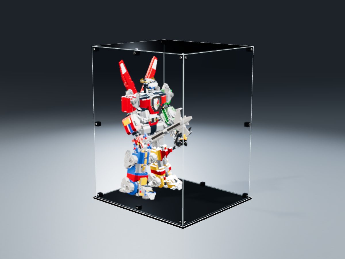 LEGO® Ideas: Voltron (21311) ile Uyumlu Sergileme Vitrini — stüdyoda, set içindeyken; set modeli Orion Pobursky (LDraw OMR, CC BY 2.0), temsili görselleştirme, set dahil değildir