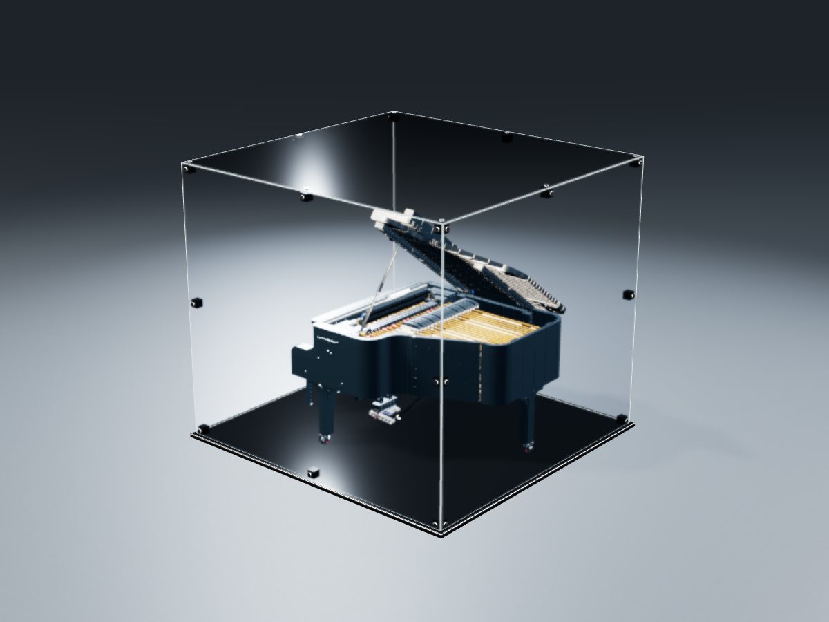 LEGO® Ideas: Grand Piano (21323) ile Uyumlu Sergileme Vitrini — stüdyoda, set içindeyken; set modeli Orion Pobursky (LDraw OMR, CC BY 2.0), temsili görselleştirme, set dahil değildir