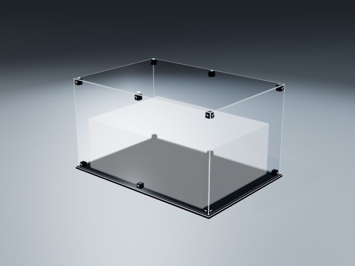LEGO® Ideas: Table Football (21337) ile Uyumlu Sergileme Vitrini — stüdyoda, setin LEGO'nun yayımladığı ölçüsünde temsili hacimle; setin biçimi çizilmez, set dahil değildir