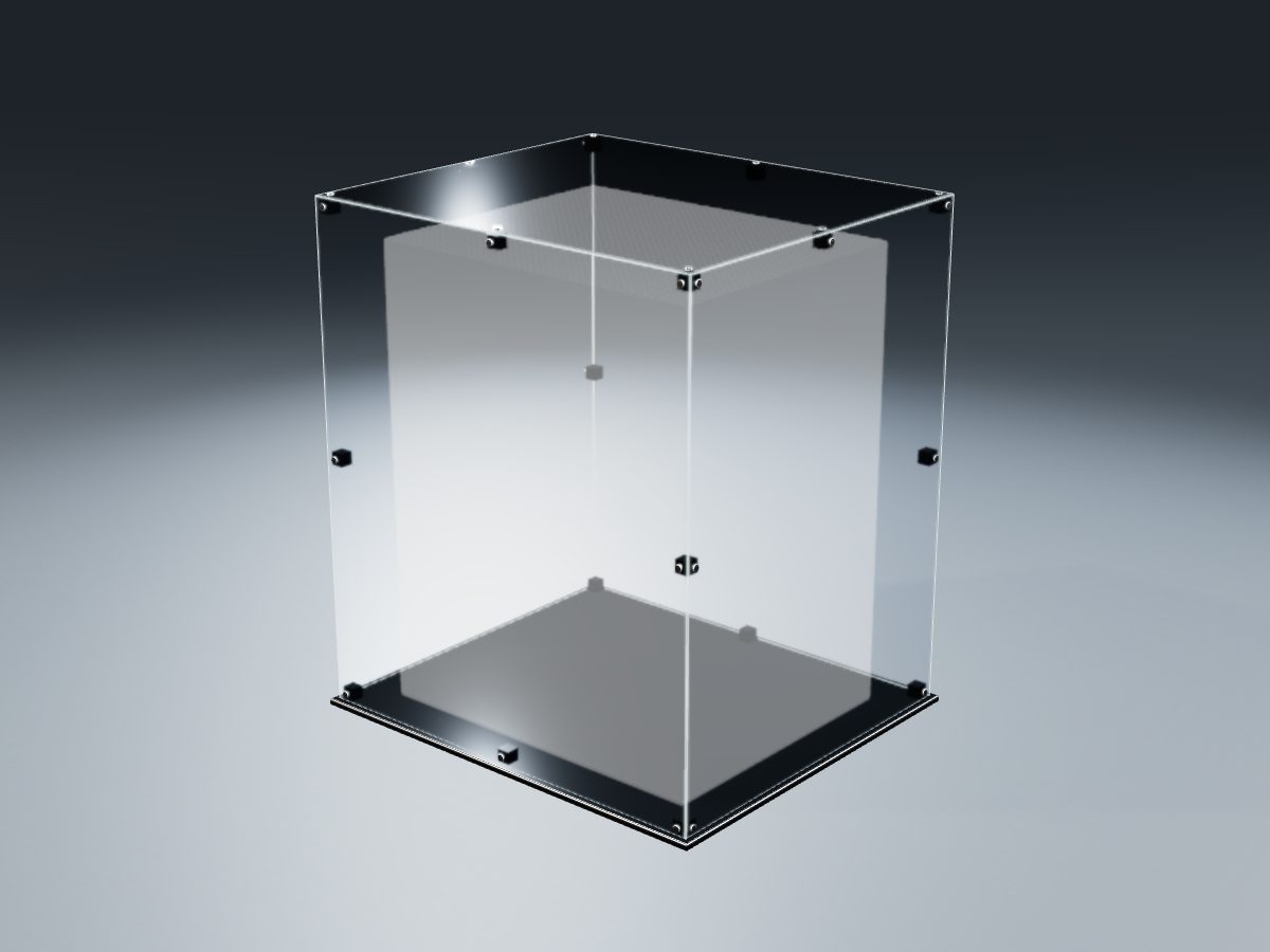 LEGO® Ideas: Dungeons & Dragons: Red Dragon's Tale (21348) ile Uyumlu Sergileme Vitrini — stüdyoda, setin LEGO'nun yayımladığı ölçüsünde temsili hacimle; setin biçimi çizilmez, set dahil değildir