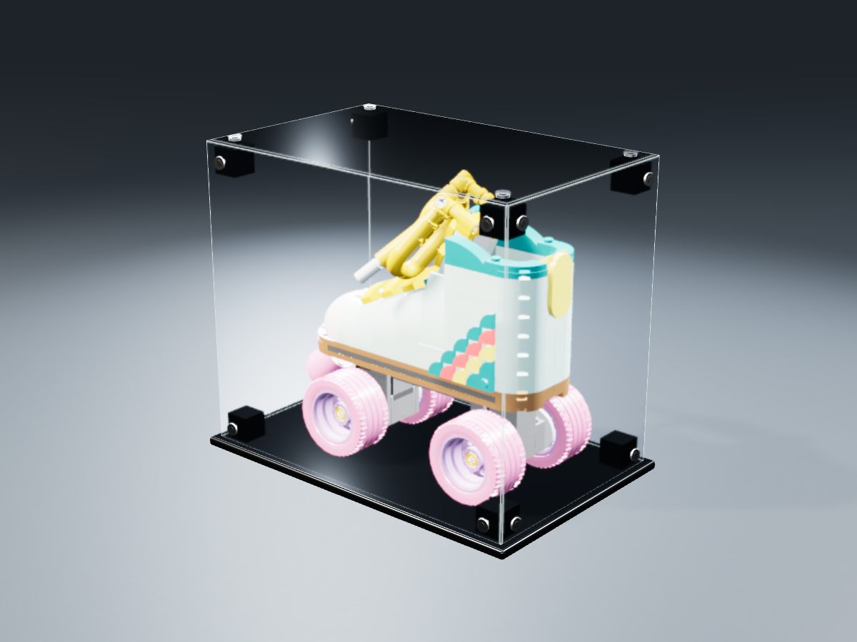 LEGO® Creator: Retro Roller Skate (31148) ile Uyumlu Sergileme Vitrini — stüdyoda, set içindeyken; set modeli Marc Giraudet [Mad_Marc] (LDraw forumu, OMR gönderimi, CC BY 2.0), temsili görselleştirme, set dahil değildir