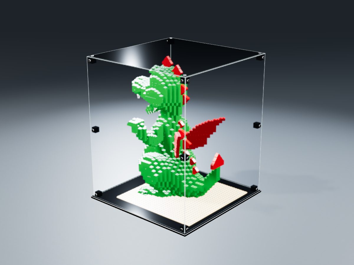 LEGO® Diğer: Lego Dragon (3724) ile Uyumlu Sergileme Vitrini — stüdyoda, set içindeyken; set modeli Marc Giraudet [Mad_Marc] (LDraw forumu, OMR gönderimi, CC BY 2.0), temsili görselleştirme, set dahil değildir