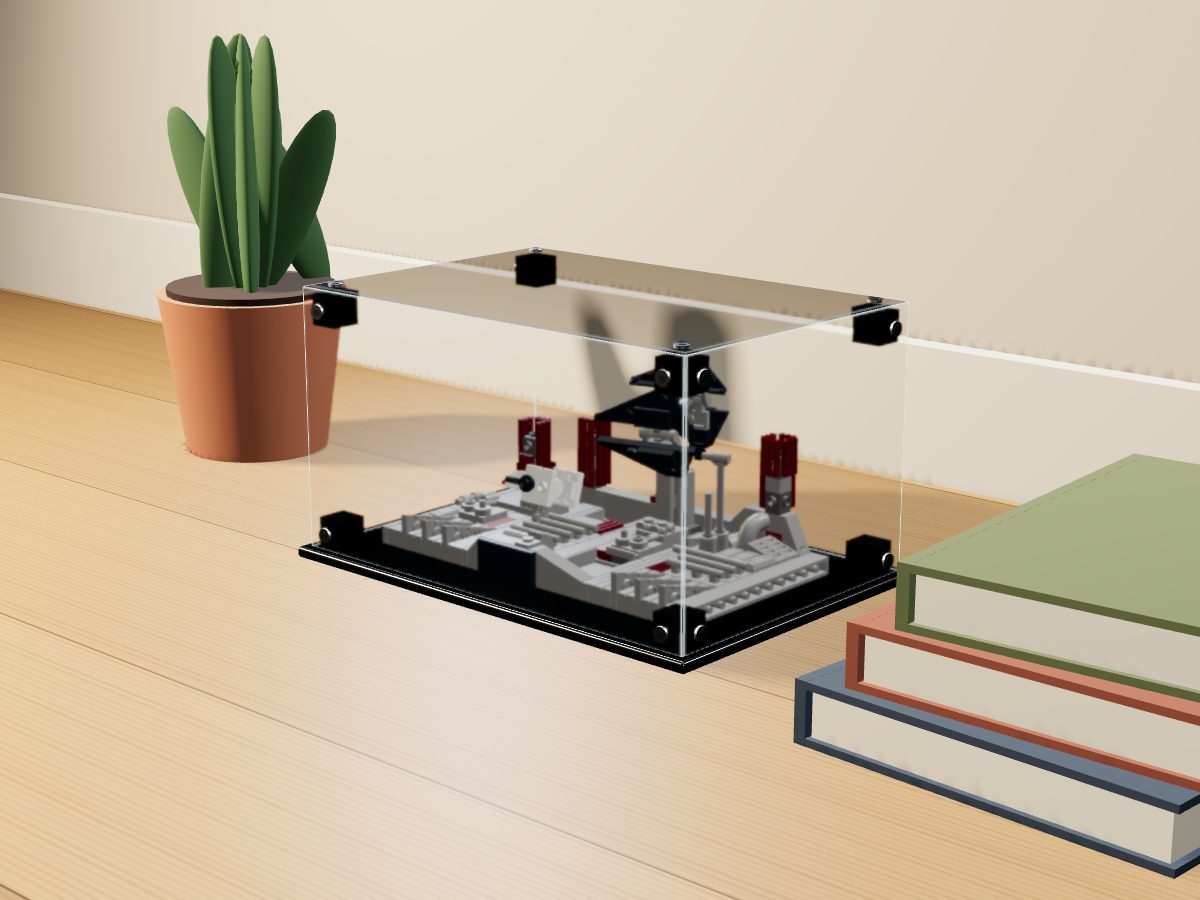 LEGO® Star Wars: Death Star II Battle (40407) ile Uyumlu Sergileme Vitrini — evde, set içindeyken; set modeli Marc Giraudet [Mad_Marc] (LDraw forumu, OMR gönderimi, CC BY 2.0), temsili görselleştirme, set dahil değildir