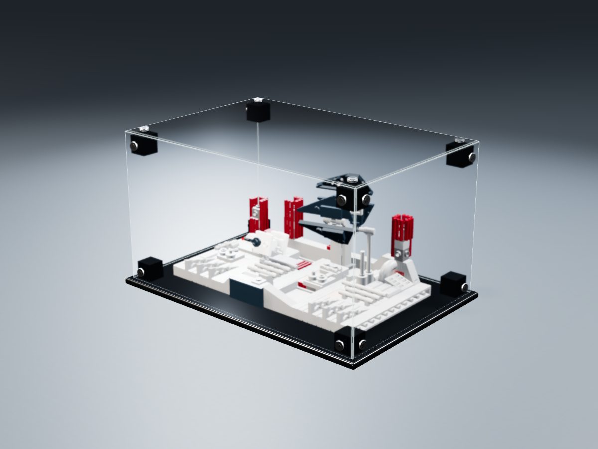 LEGO® Star Wars: Death Star II Battle (40407) ile Uyumlu Sergileme Vitrini — stüdyoda, set içindeyken; set modeli Marc Giraudet [Mad_Marc] (LDraw forumu, OMR gönderimi, CC BY 2.0), temsili görselleştirme, set dahil değildir