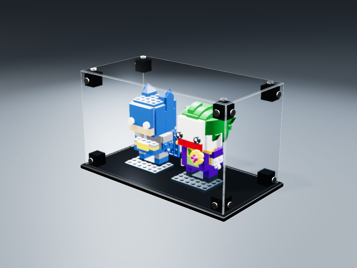LEGO® BrickHeadz: Batman & The Joker (41491) ile Uyumlu Sergileme Vitrini — stüdyoda, set içindeyken; set modeli Damien Roux (LDraw OMR, CC BY 2.0), temsili görselleştirme, set dahil değildir