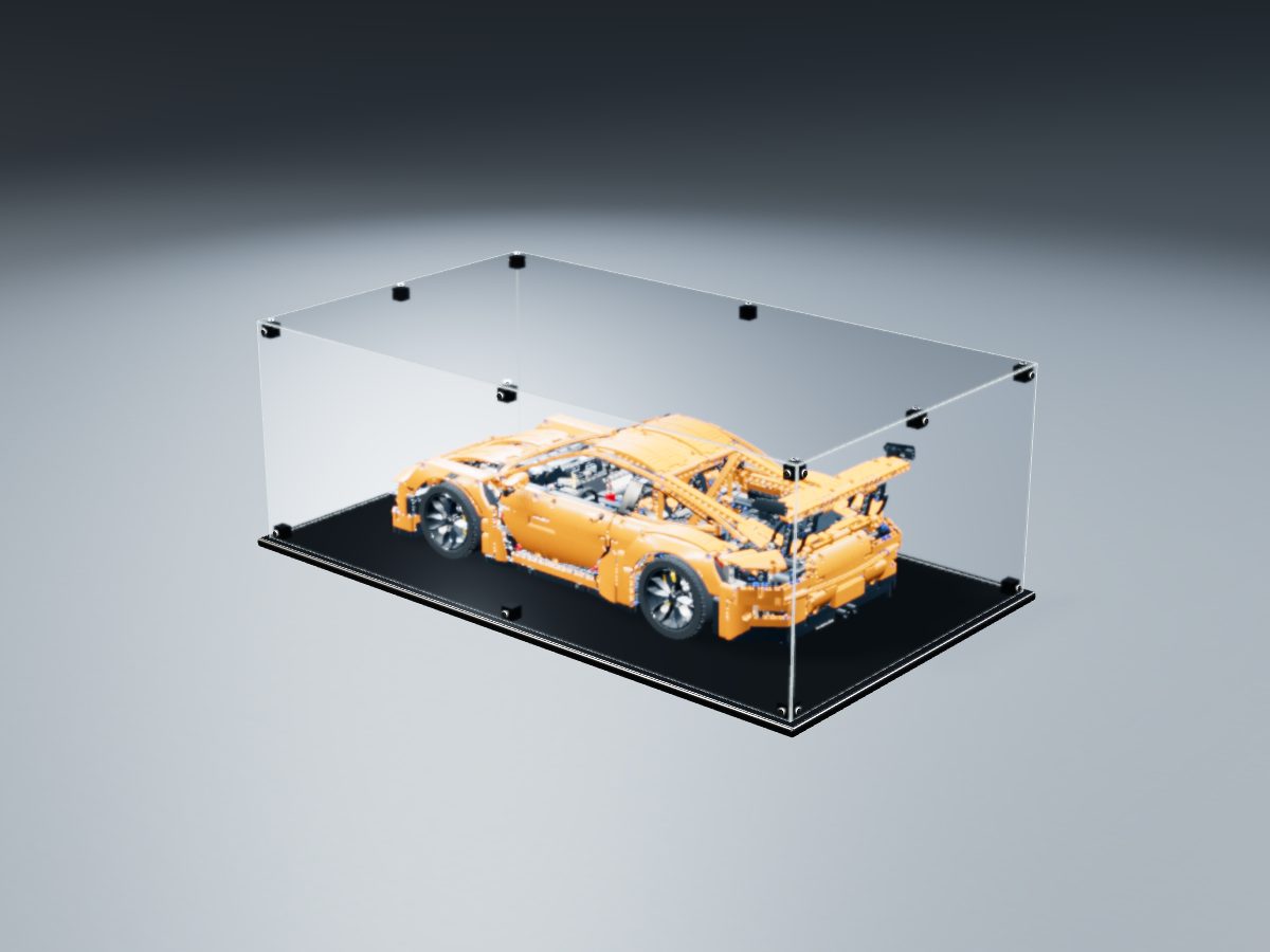 LEGO® Technic: Porsche 911 GT3 RS (42056) ile Uyumlu Sergileme Vitrini — stüdyoda, set içindeyken; set modeli Philippe Hurbain (LDraw OMR, CC BY 2.0), temsili görselleştirme, set dahil değildir