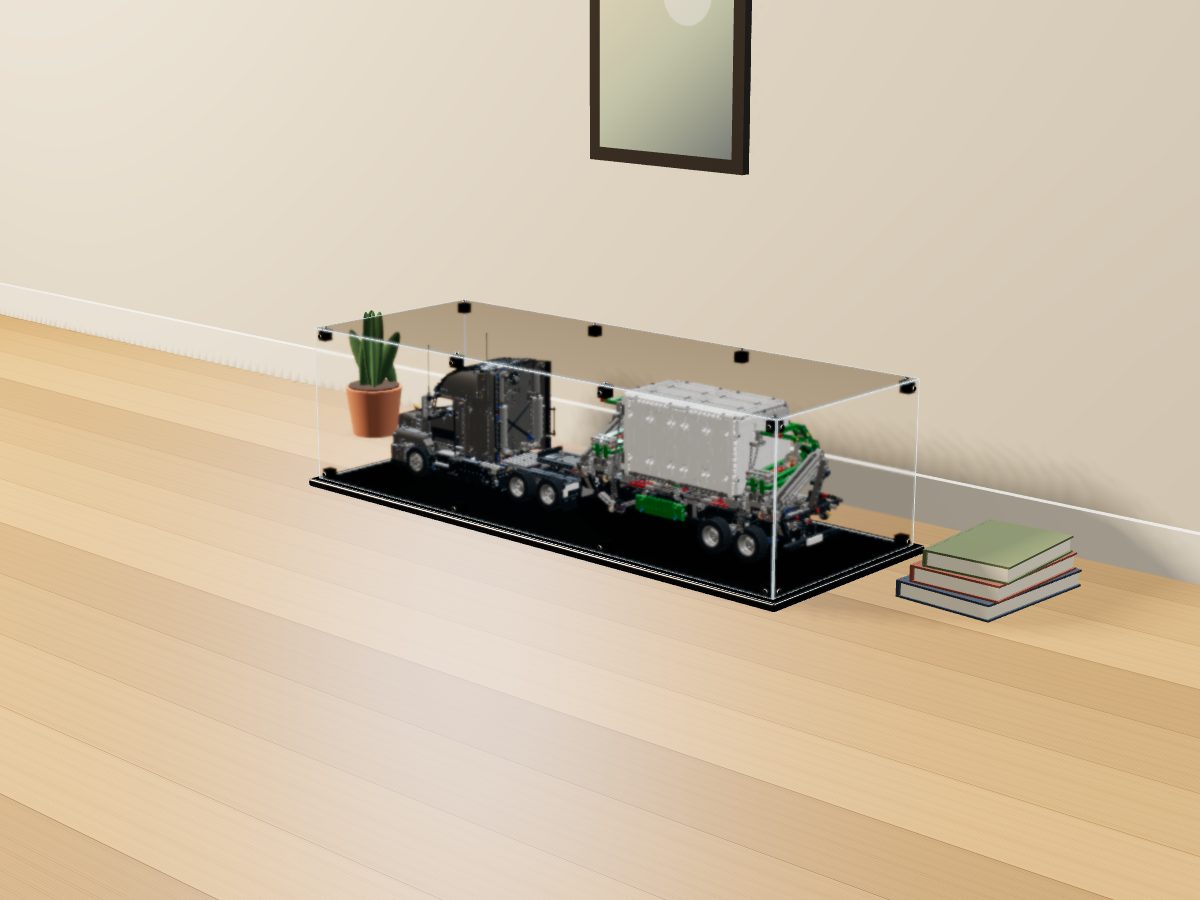 LEGO® Technic: Mack Anthem (42078) ile Uyumlu Sergileme Vitrini — evde, set içindeyken; set modeli Philippe Hurbain (LDraw OMR, CC BY 2.0), temsili görselleştirme, set dahil değildir