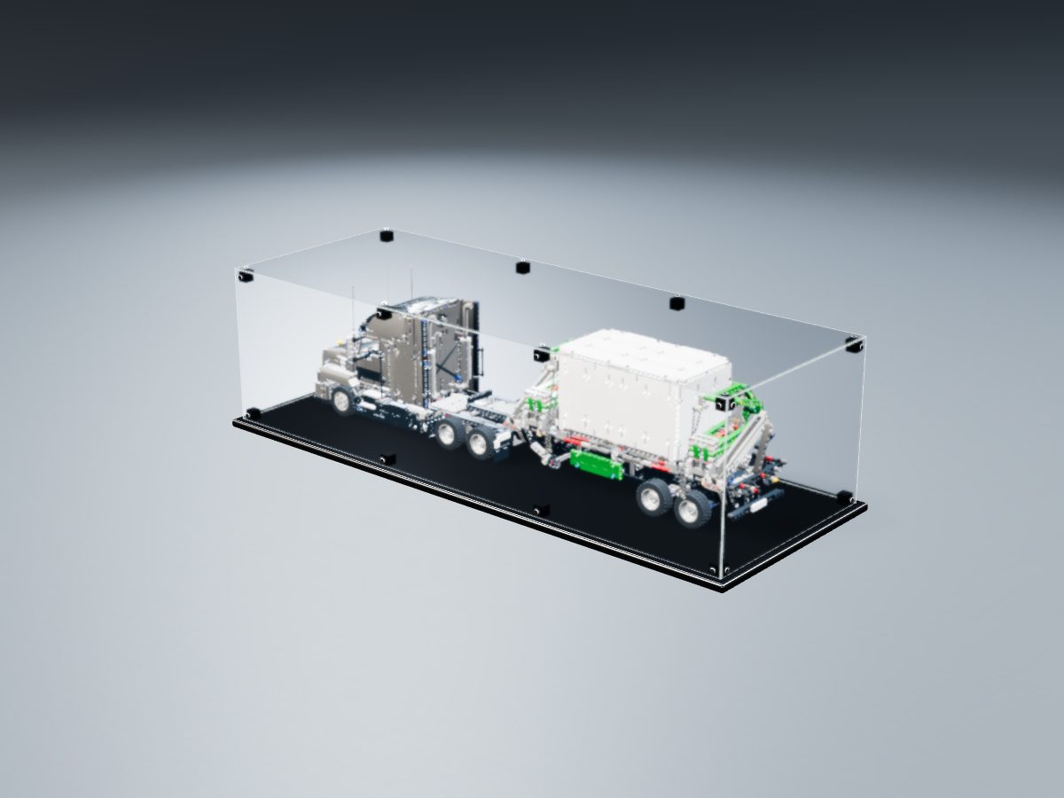 LEGO® Technic: Mack Anthem (42078) ile Uyumlu Sergileme Vitrini — stüdyoda, set içindeyken; set modeli Philippe Hurbain (LDraw OMR, CC BY 2.0), temsili görselleştirme, set dahil değildir