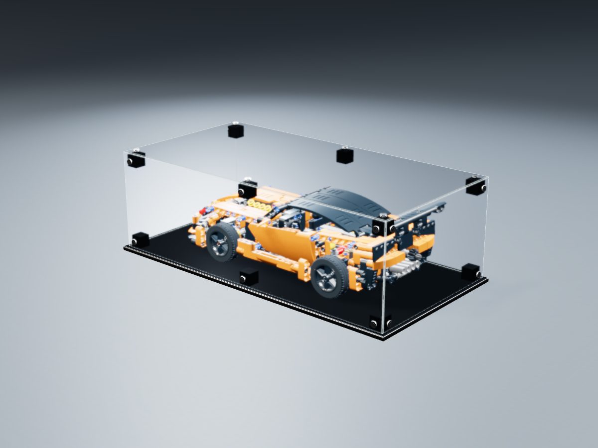 LEGO® Technic: Chevrolet Corvette ZR1 (42093) ile Uyumlu Sergileme Vitrini — stüdyoda, set içindeyken; set modeli Philippe Hurbain (LDraw OMR, CC BY 2.0), temsili görselleştirme, set dahil değildir