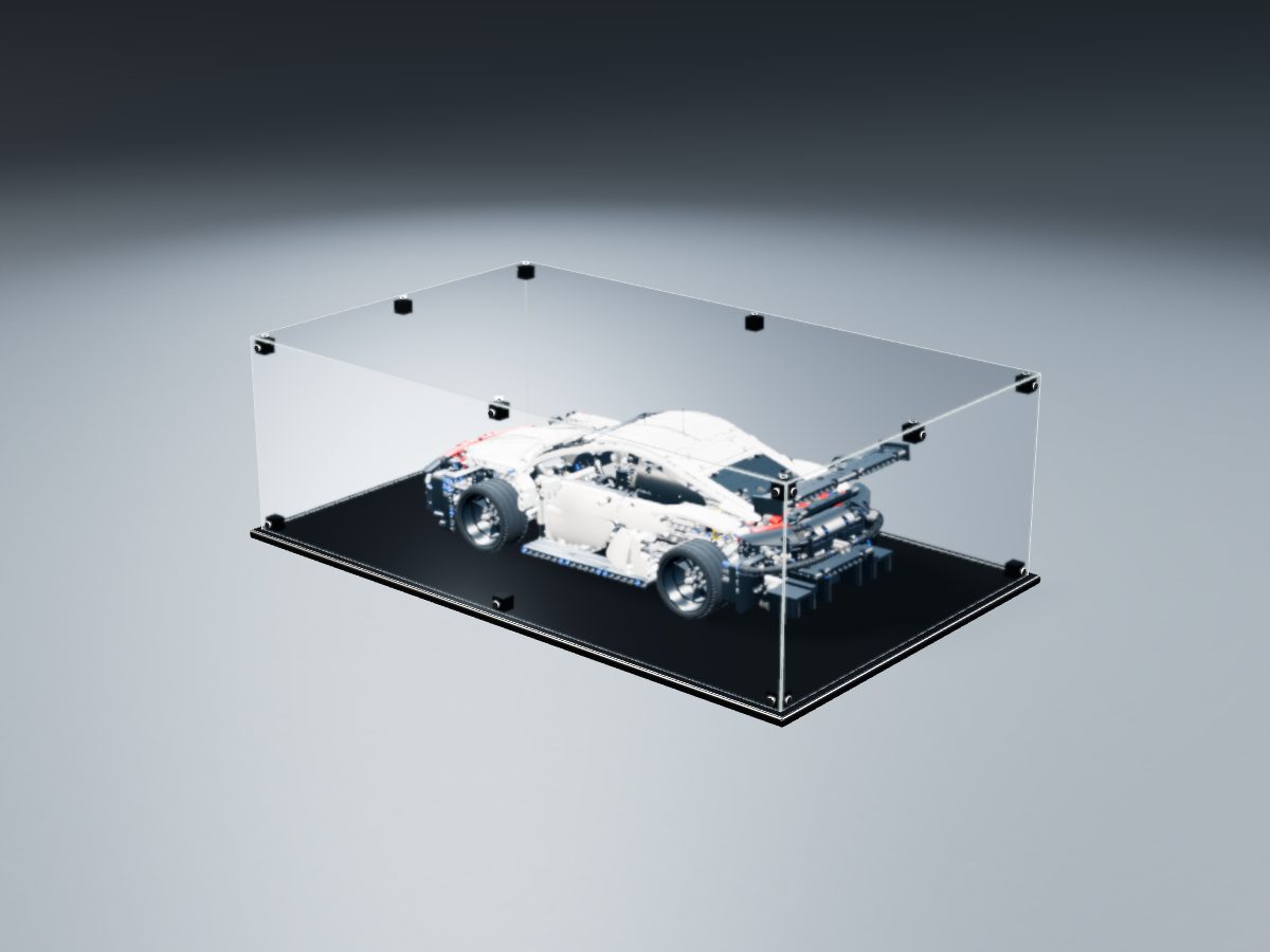 LEGO® Technic: Porsche 911 RSR (42096) ile Uyumlu Sergileme Vitrini — stüdyoda, set içindeyken; set modeli Philippe Hurbain (LDraw OMR, CC BY 2.0), temsili görselleştirme, set dahil değildir
