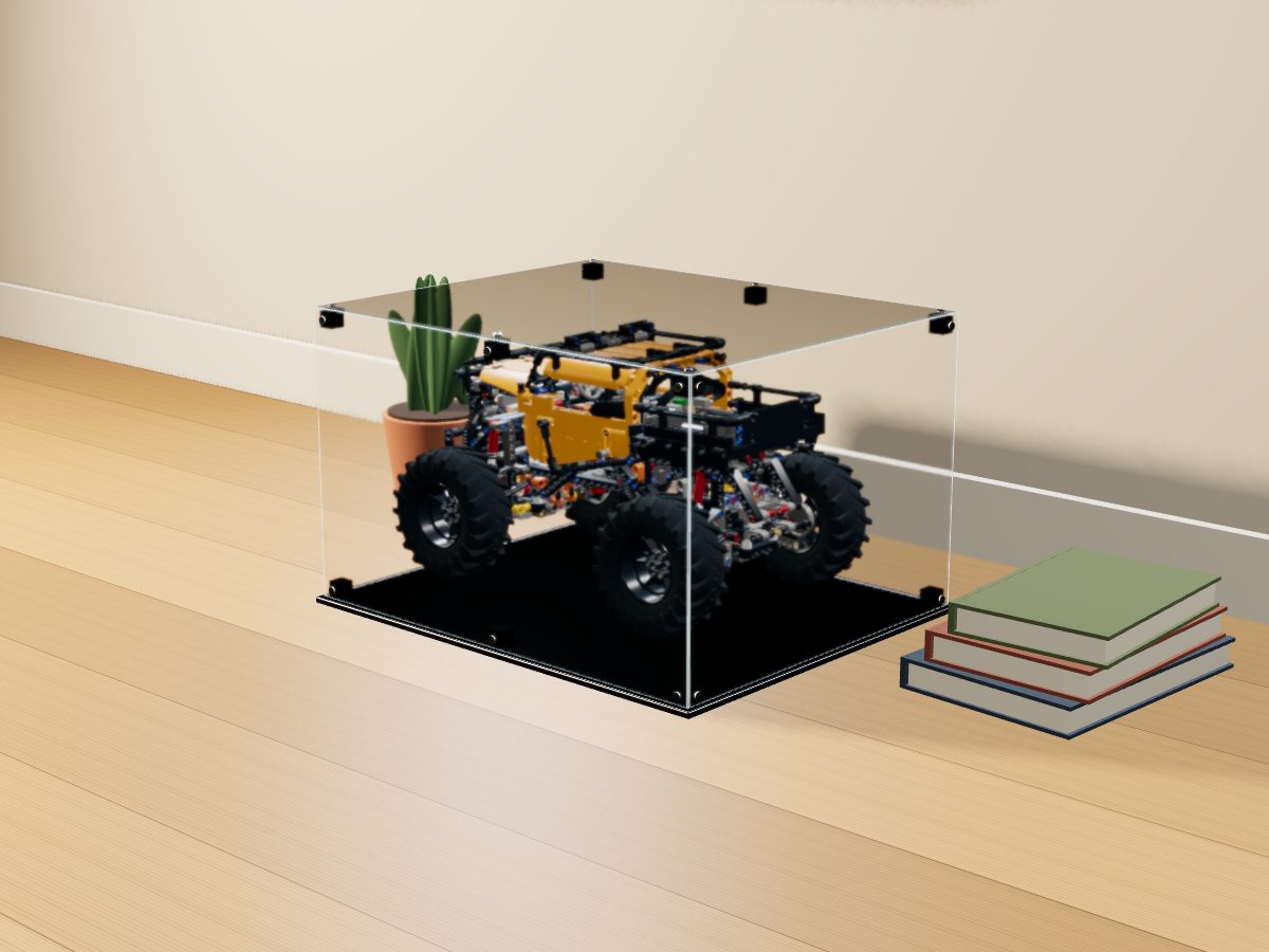LEGO® Technic: 4x4 X-treme Off-Roader (42099) ile Uyumlu Sergileme Vitrini — evde, set içindeyken; set modeli Philippe Hurbain (LDraw OMR, CC BY 2.0), temsili görselleştirme, set dahil değildir