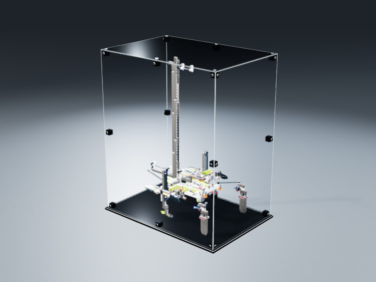 LEGO® Technic: Catamaran (42105) ile Uyumlu Sergileme Vitrini — stüdyoda, set içindeyken; set modeli Philippe Hurbain (LDraw OMR, CC BY 2.0), temsili görselleştirme, set dahil değildir