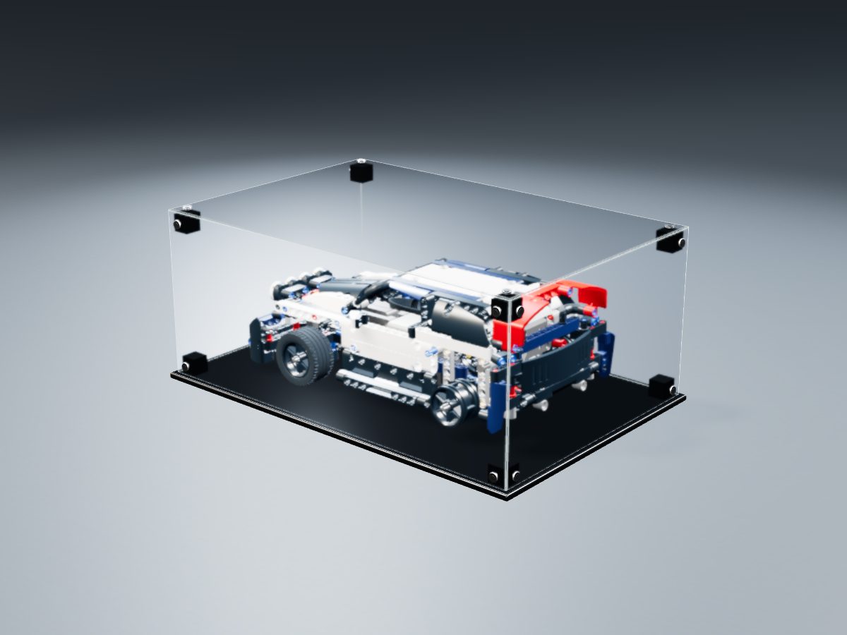 LEGO® Technic: App-Controlled Top Gear Rally Car (42109) ile Uyumlu Sergileme Vitrini — stüdyoda, set içindeyken; set modeli Philippe Hurbain (LDraw OMR, CC BY 2.0), temsili görselleştirme, set dahil değildir