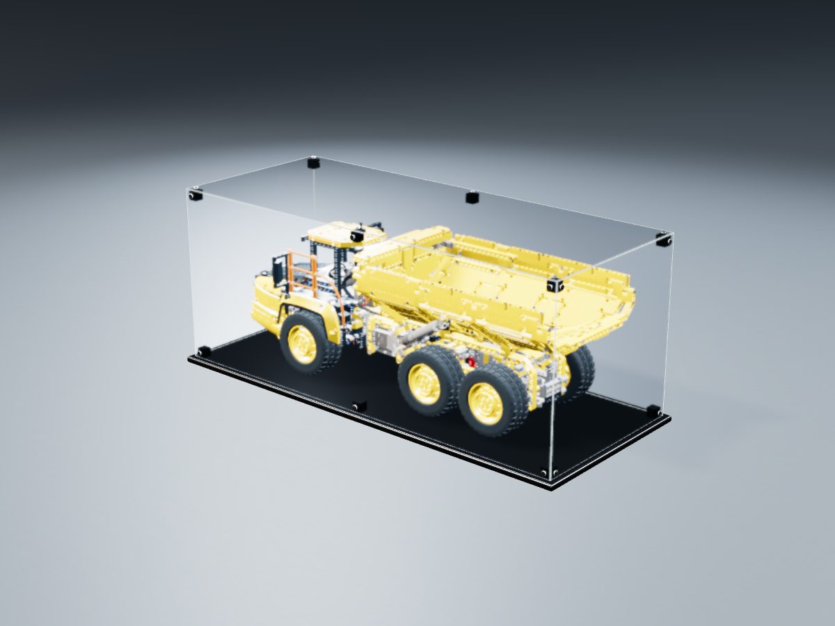 LEGO® Technic: 6x6 Volvo Articulated Hauler (42114) ile Uyumlu Sergileme Vitrini — stüdyoda, set içindeyken; set modeli Philippe Hurbain (LDraw OMR, CC BY 2.0), temsili görselleştirme, set dahil değildir