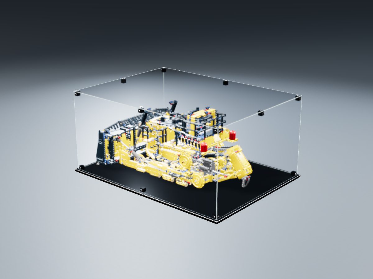 LEGO® Technic: Cat D11 Bulldozer (42131) ile Uyumlu Sergileme Vitrini — stüdyoda, set içindeyken; set modeli Philippe Hurbain (LDraw OMR, CC BY 2.0), temsili görselleştirme, set dahil değildir