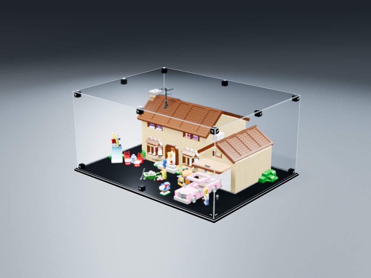 LEGO® Diğer: The Simpsons House (71006) ile Uyumlu Sergileme Vitrini — stüdyoda, set içindeyken; set modeli Philippe Hurbain (LDraw OMR, CC BY 2.0), temsili görselleştirme, set dahil değildir
