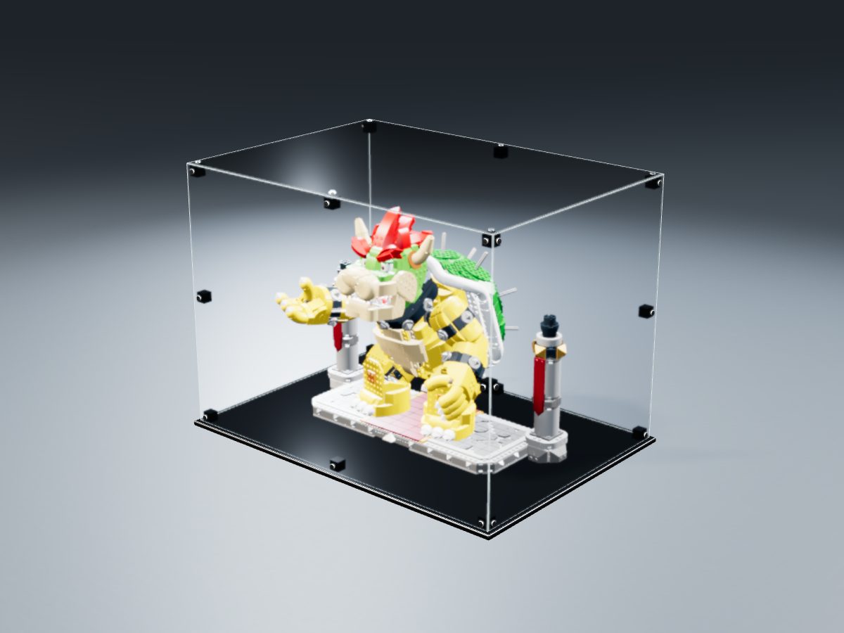 LEGO® Super Mario: The Mighty Bowser (71411) ile Uyumlu Sergileme Vitrini — stüdyoda, set içindeyken; set modeli Florent Faramond [Makou] (LDraw forumu, OMR gönderimi, CC BY 4.0), temsili görselleştirme, set dahil değildir