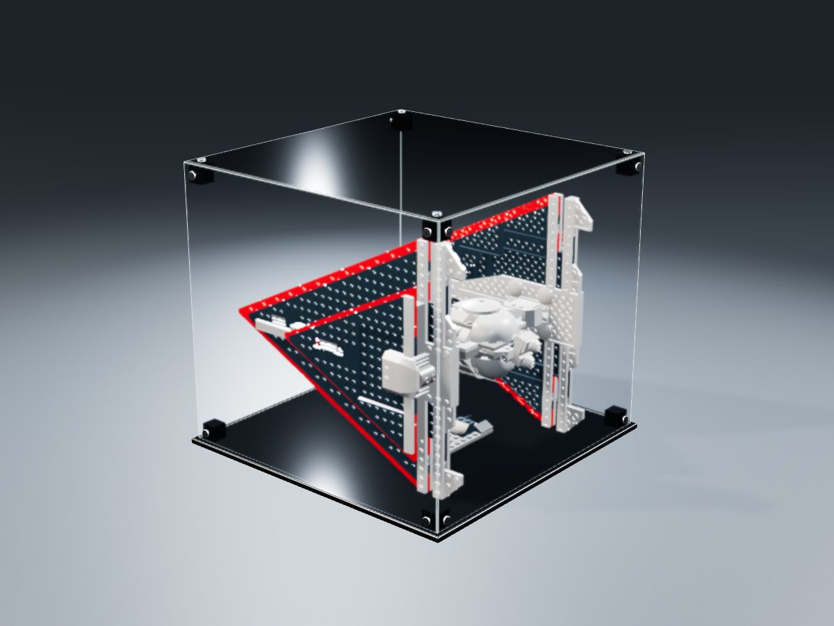 LEGO® Star Wars: Sith TIE Fighter (75272) ile Uyumlu Sergileme Vitrini — stüdyoda, set içindeyken; set modeli Vincent Messenet (LDraw OMR, CC BY 2.0), temsili görselleştirme, set dahil değildir